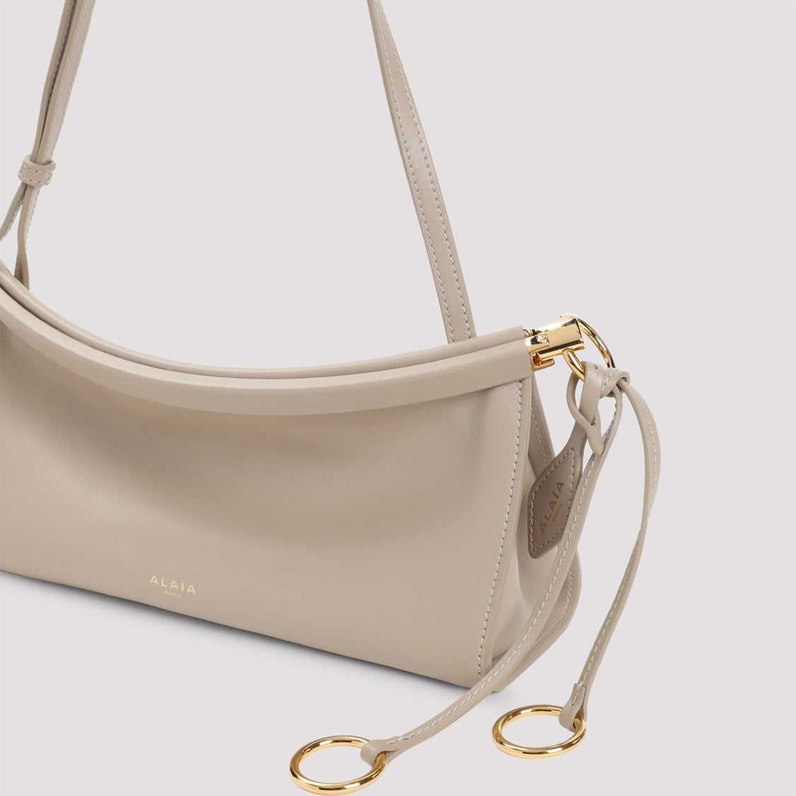 Alaïa East West Shoulder Bag In Grege Calf Leather