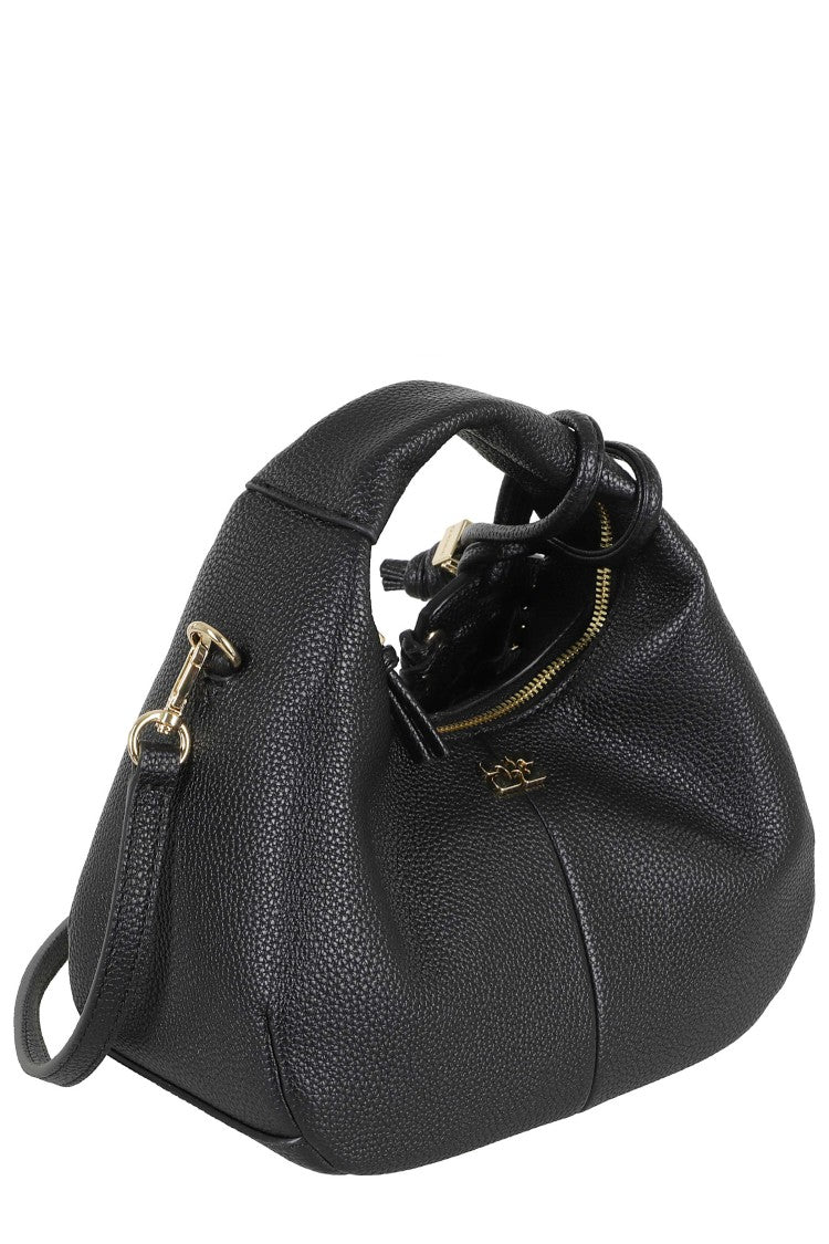 Ganni Black Mini Grained Removable Strap Polyester Hobo Handbag
