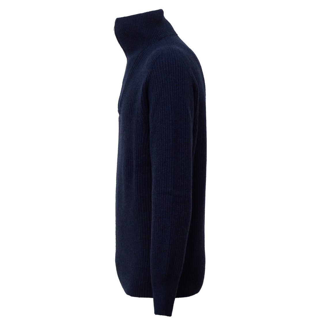 Amaranto Ribbed Knit Sweater With High Collar And Half Zipper