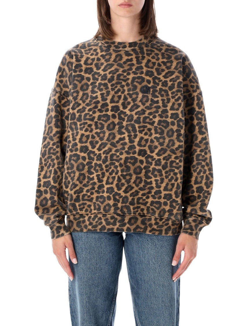 Anine Bing Miles Leopard Cotton Sweatshirt