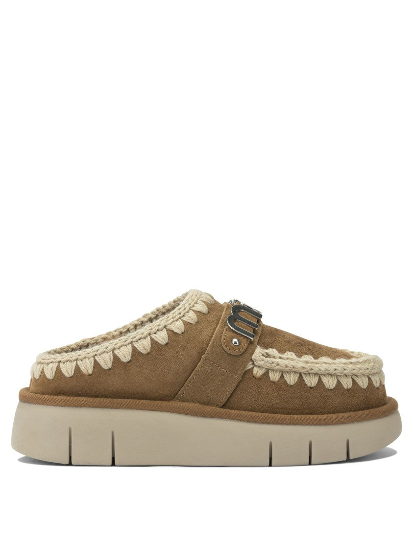 Mou Sheepskin Slip-On Loafers With Decorative Stitching