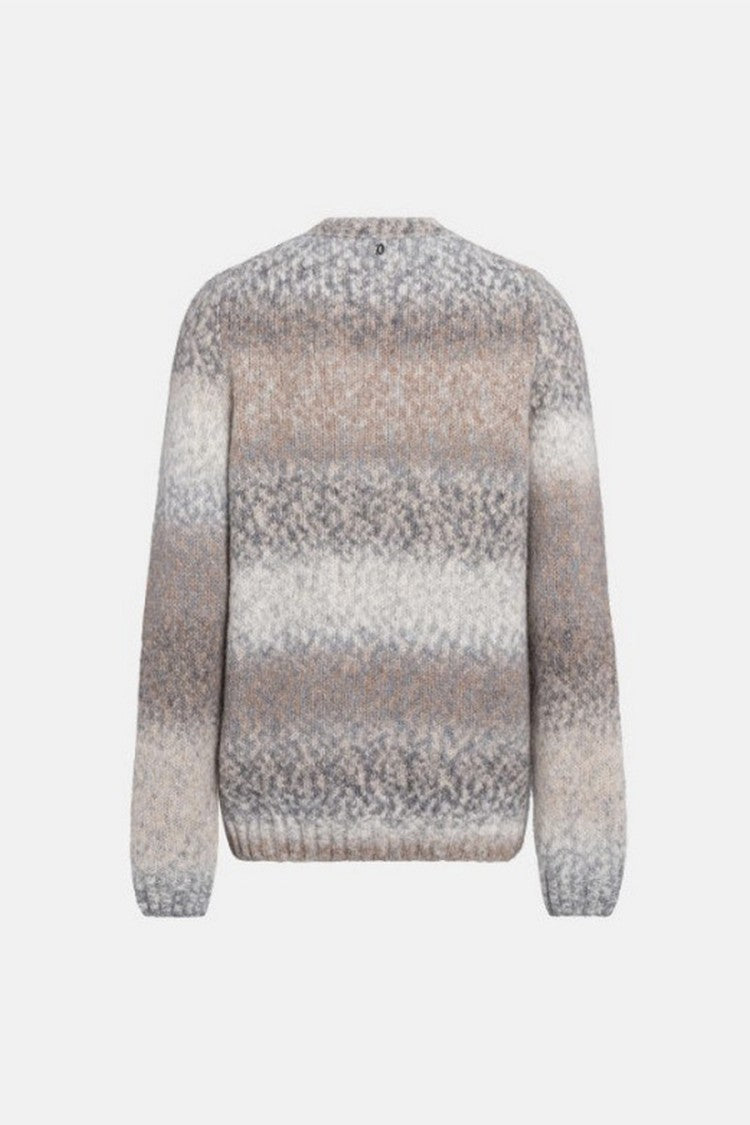Dondup Taupe Ombre-Stripe Chunky Knit Wool-Blend Sweater