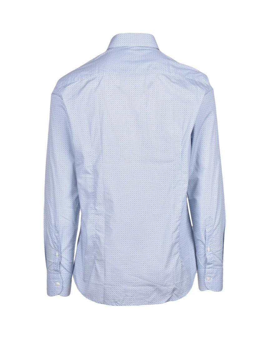 Mariano Napoli Light Blue Geometric Print Cotton Shirt