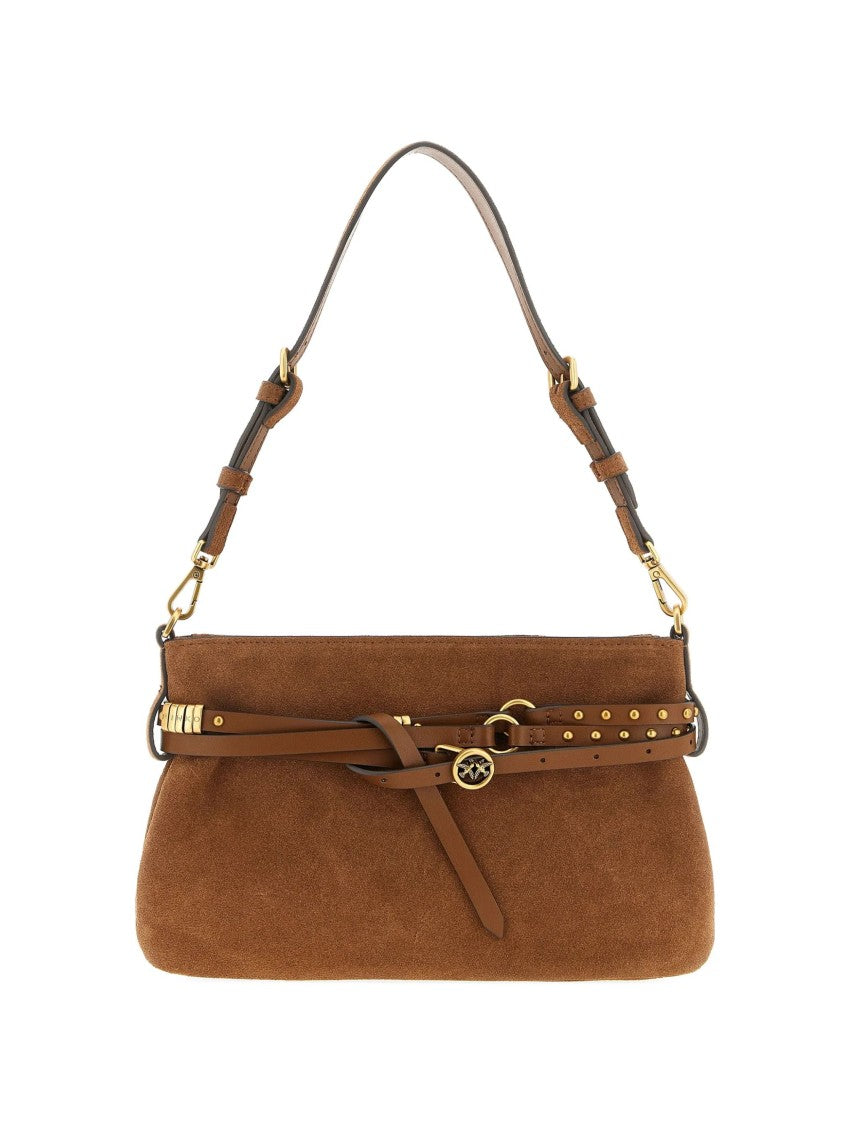 Pinko Mini Suede Gold Accents Handbag