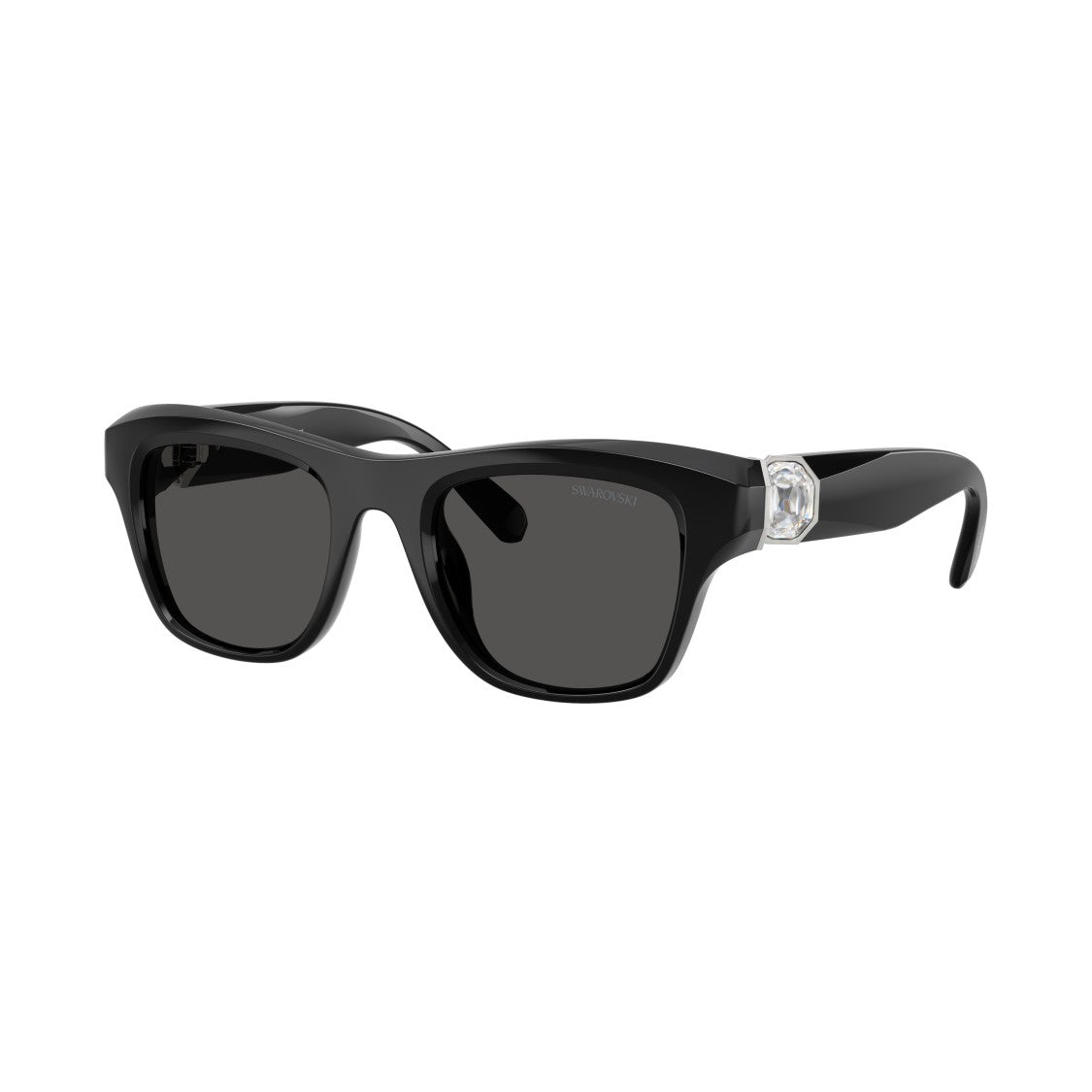 Swarovski 0Sk6056u Rectangular Black Sunglasses With Crystal Embellishments