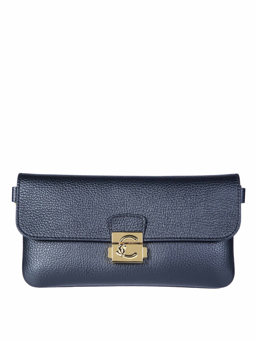 Coccinelle C-Me Lock Textured Leather Clutch