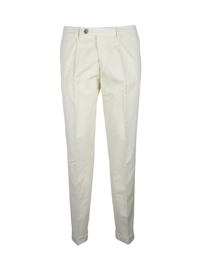 Michael Coal White Cotton-Linen Stretch Pants