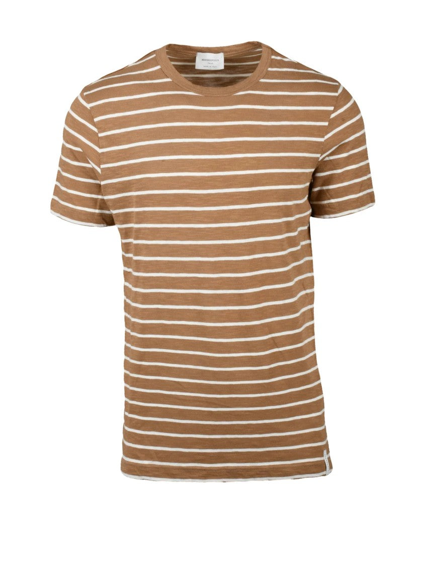 Brooksfield Brown Striped Crewneck T-Shirt