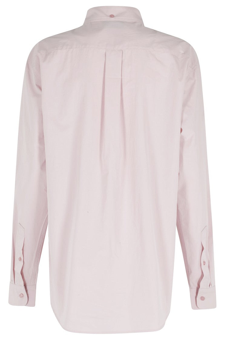 Coperni Pink Boyfriend Metallic-Logo Dropped-Shoulder Cotton-Blend Shirt
