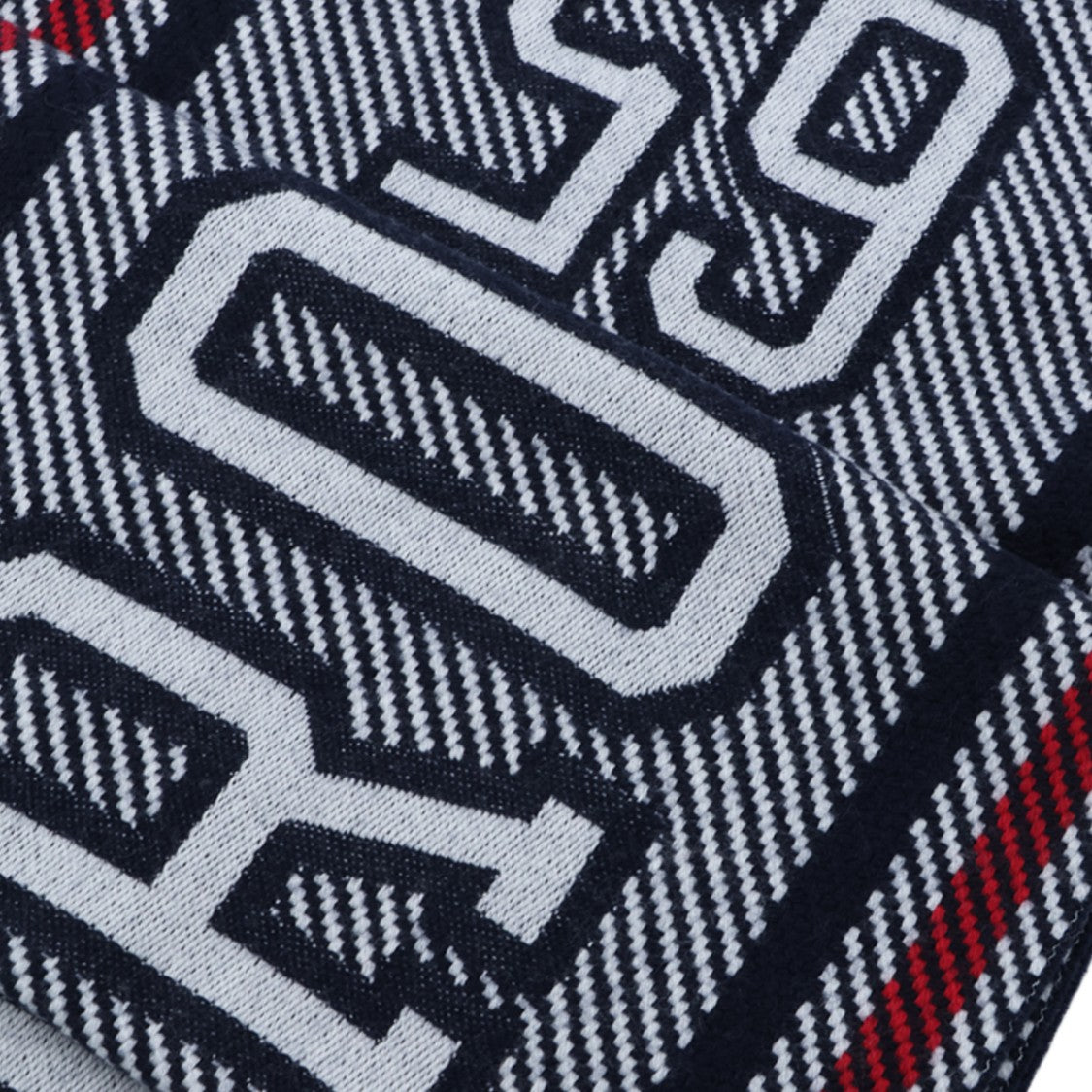 Thom Browne Multicolor Diagonal Striped Bold Lettering Silk Scarf