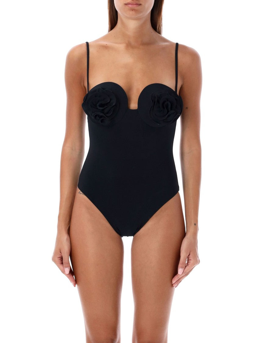 Magda Butrym One-Piece Swimsuit With Textured Floral Appliqués