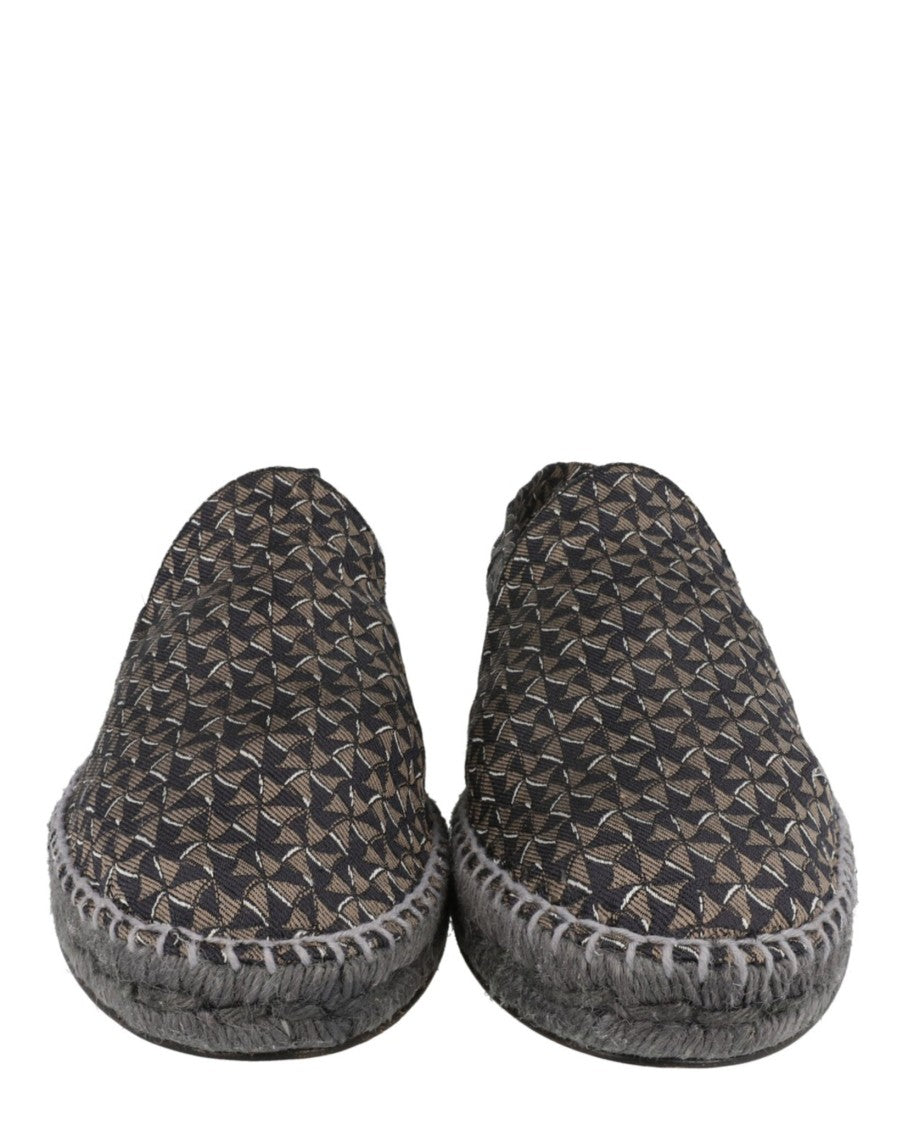 Brioni Patterned Slip-On Espadrilles With Block Heel And Embroidered Logo