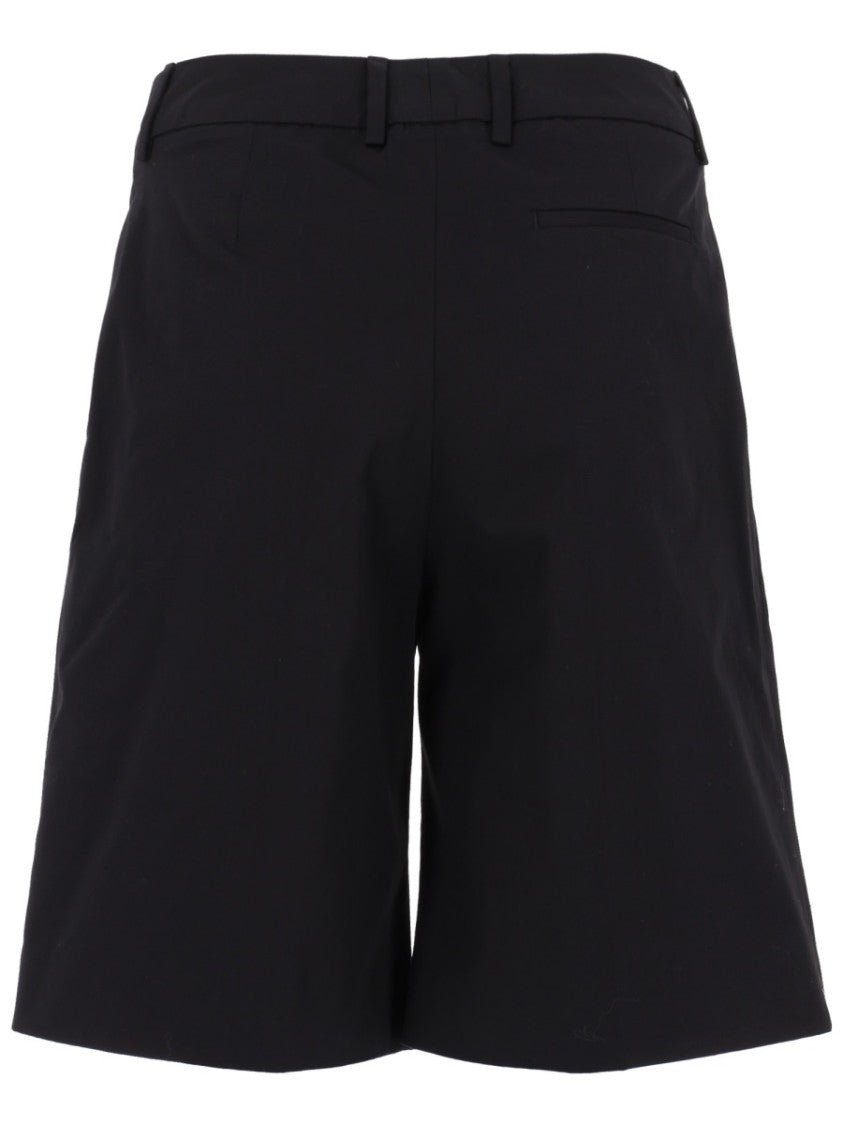 Pt Torino Neutrals Simone Mid-Rise Pleated Cotton Shorts