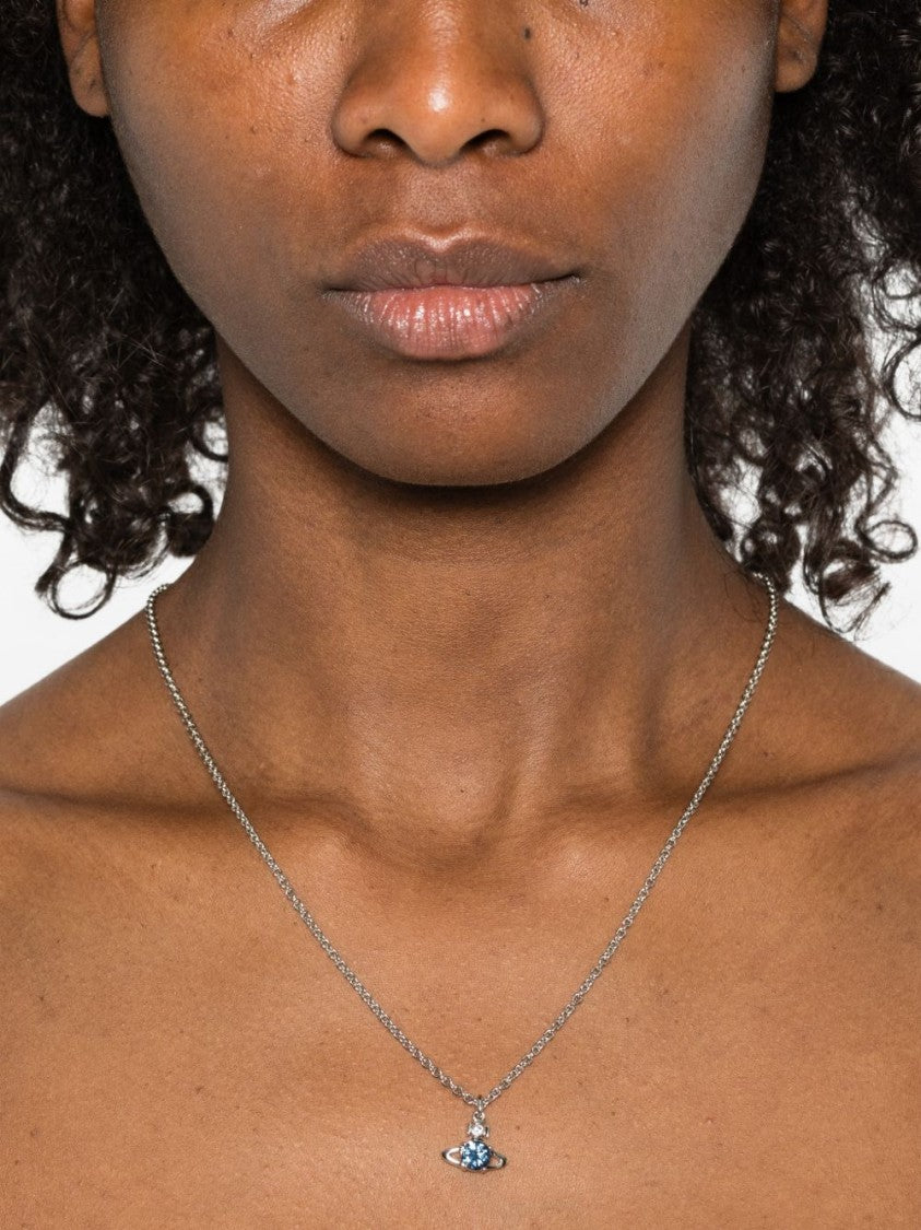 Vivienne Westwood Silver-Tone Blue Gemstone Orb Pendant Necklace