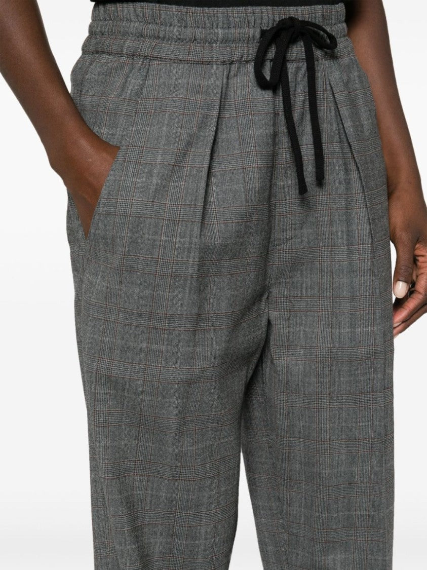 Isabel Marant Étoile Ash Grey Priska High-Waist Plaid Trousers