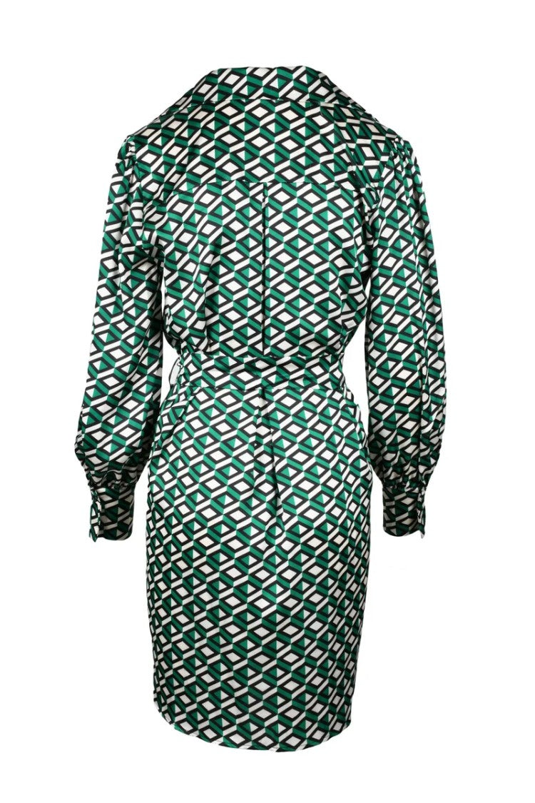 Think Beige/Green Polyester Dress