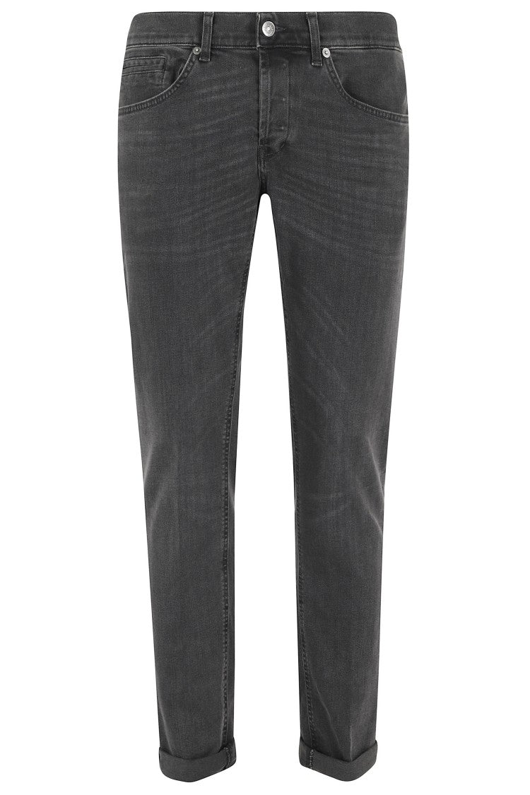 Dondup Black 5-Pocket Skinny George Cotton-Blend Straight-Leg Jeans