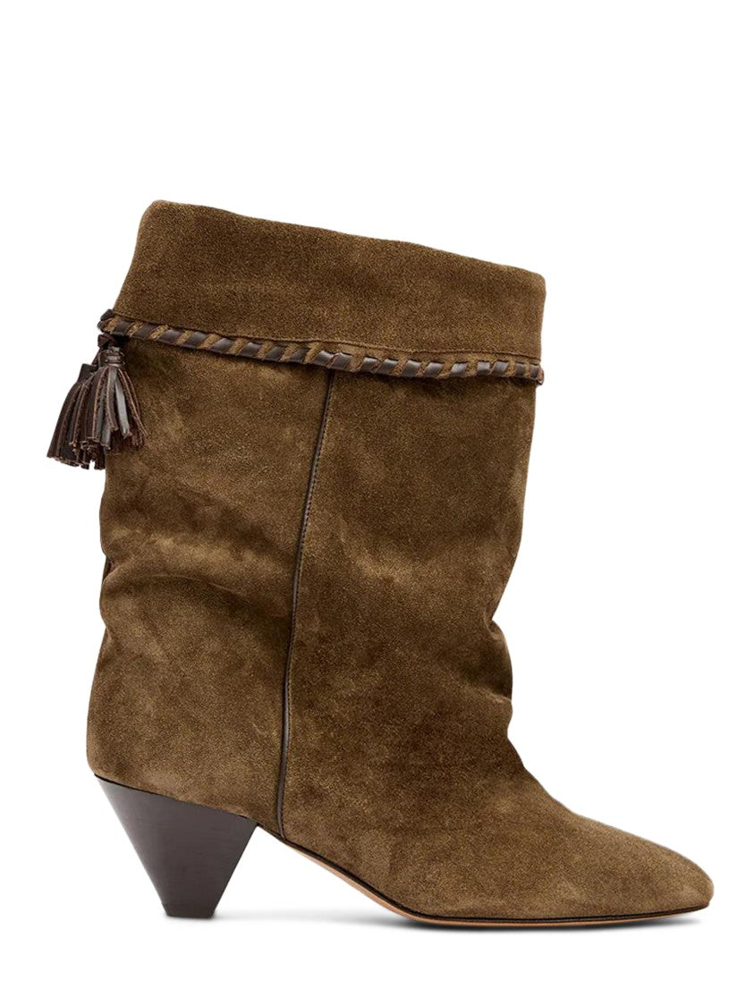 Isabel Marant Suede Leather Boots With Braided Trim