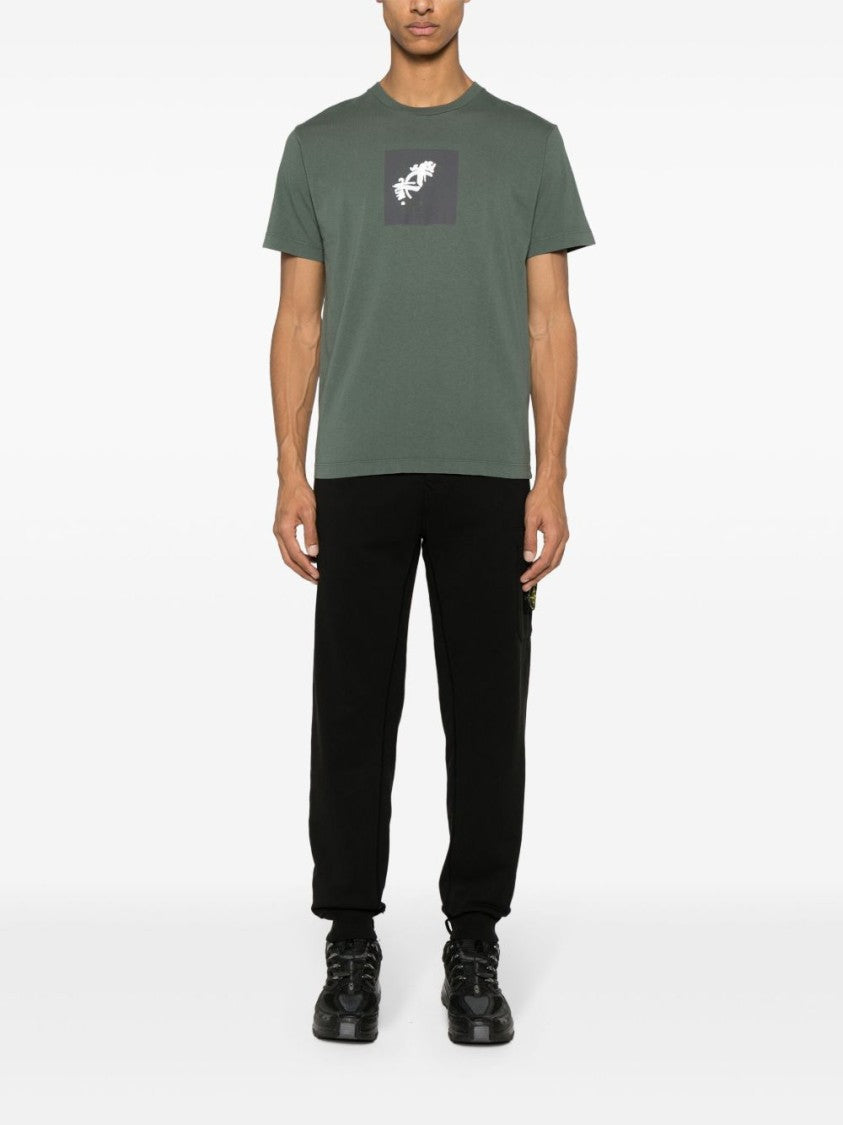 Stone Island Relaxed Fit Black Trousers With Elasticated Waistband And Distinctive Patch Pocket