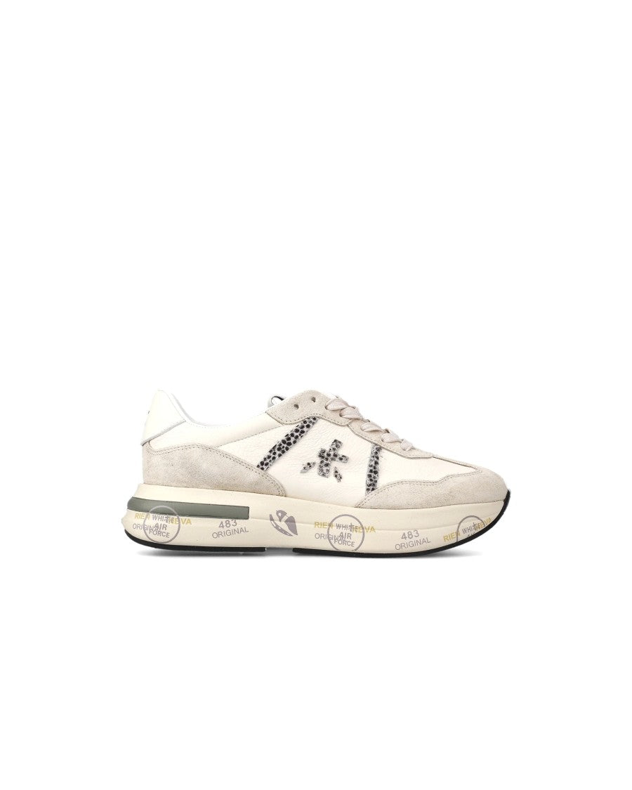 Premiata Ivory Leather Low-Top Sneakers