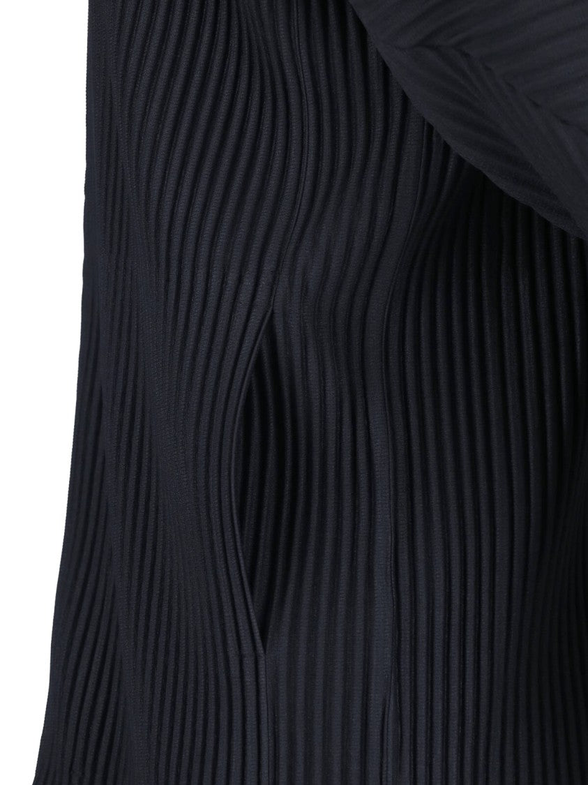 Homme Plissé Issey Miyake Black Pleated High Collar Zip-Through Knit