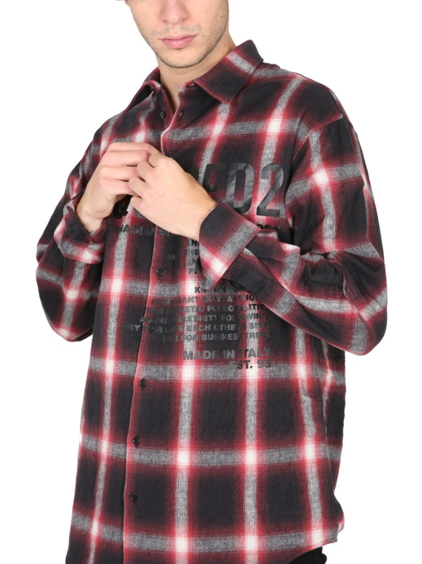 Dsquared2 Checkered Logo Print Shirt