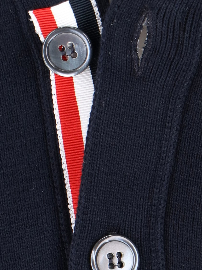 Thom Browne Tricolor Detail Cardigan – Blue