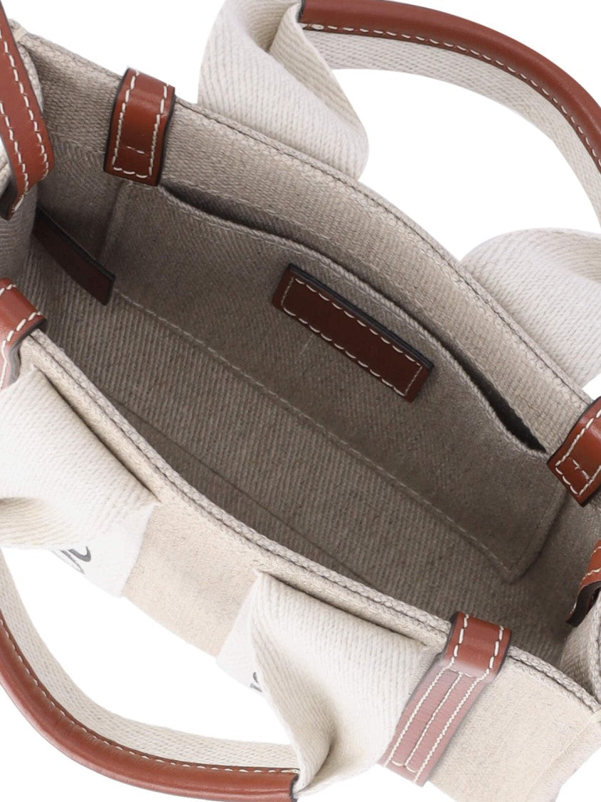 Chloé Beige Woody Mini Linen Tote Bag