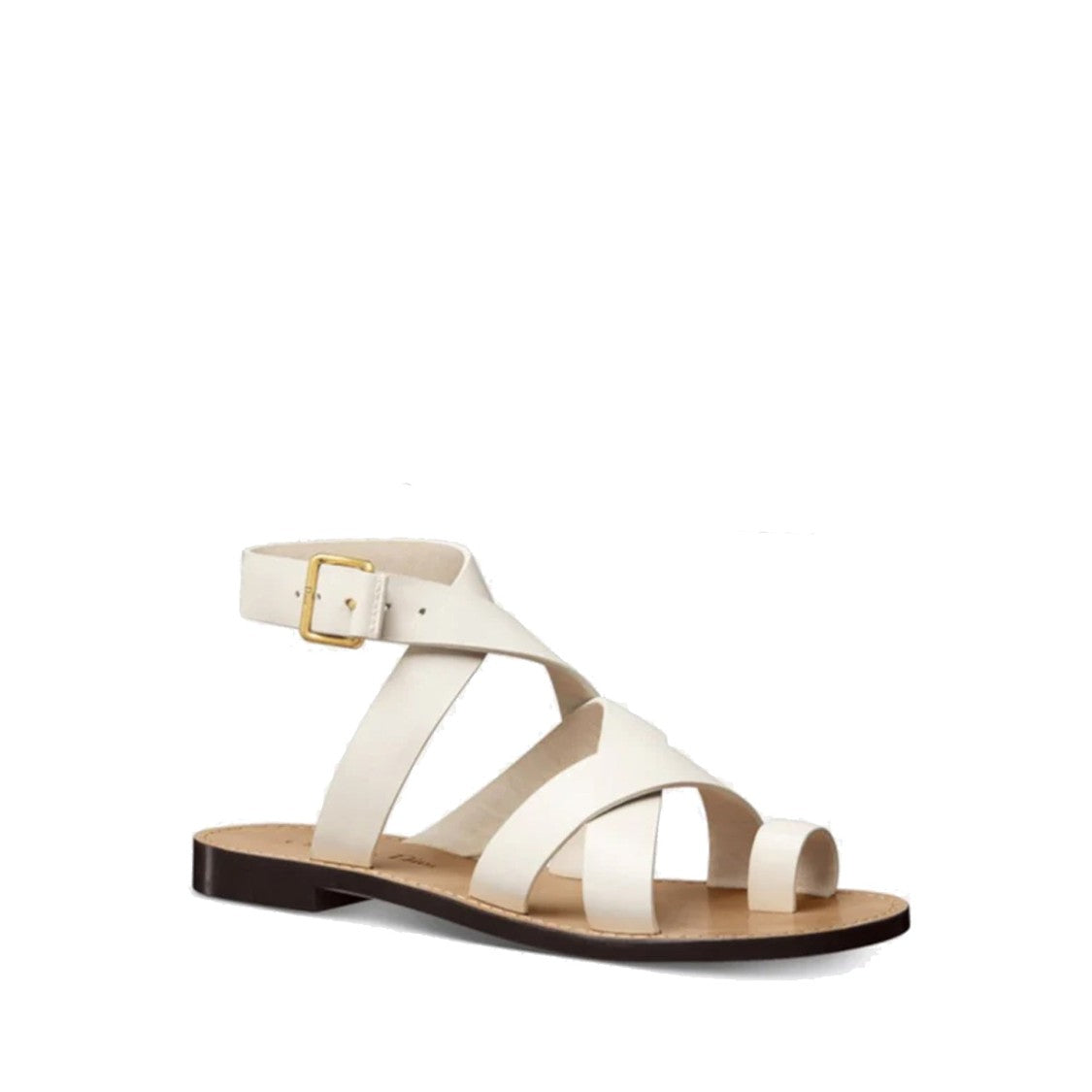 Dior Sun Leather Flat Sandals With Crisscross Straps