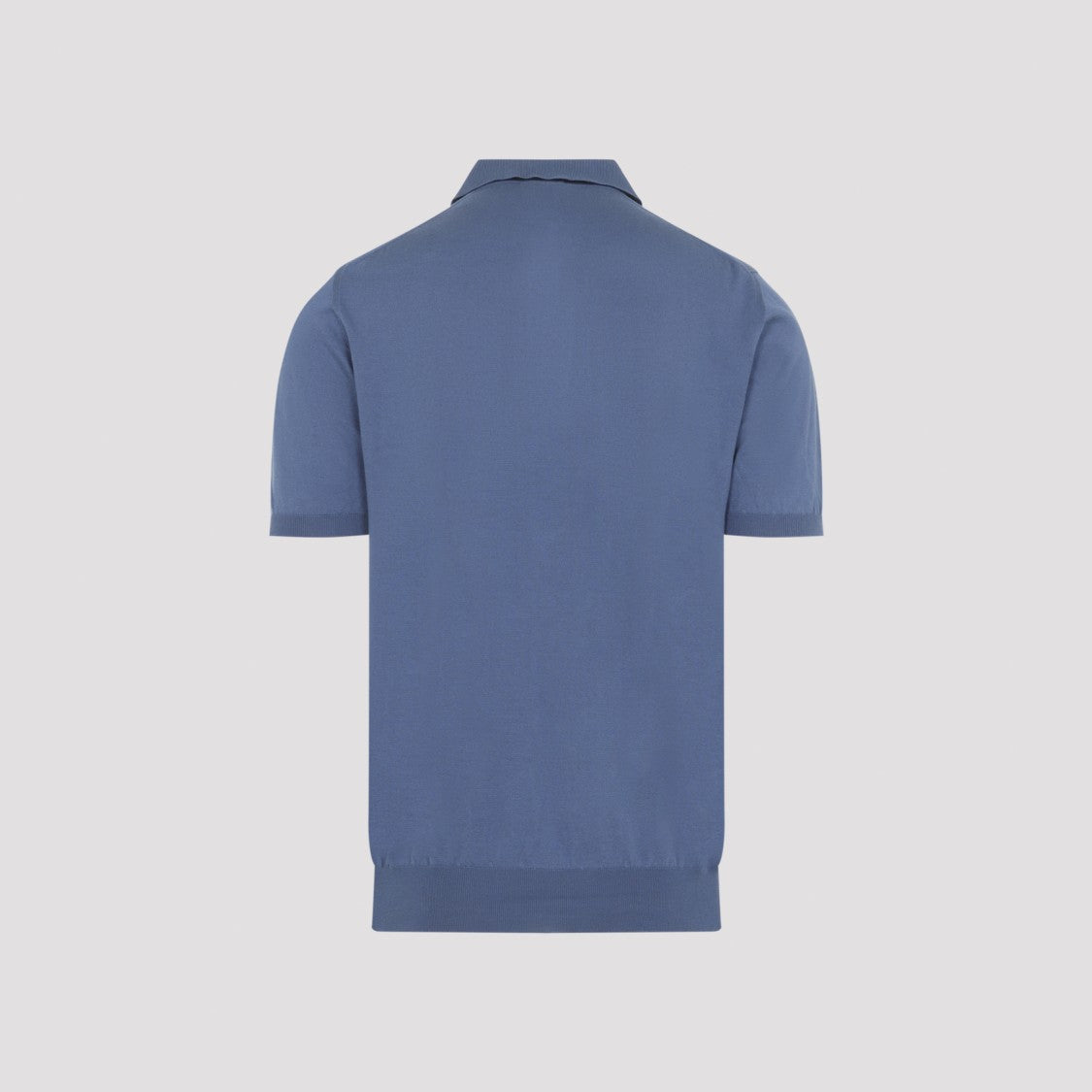 Kiton Fitted Blue Cotton Polo Shirt