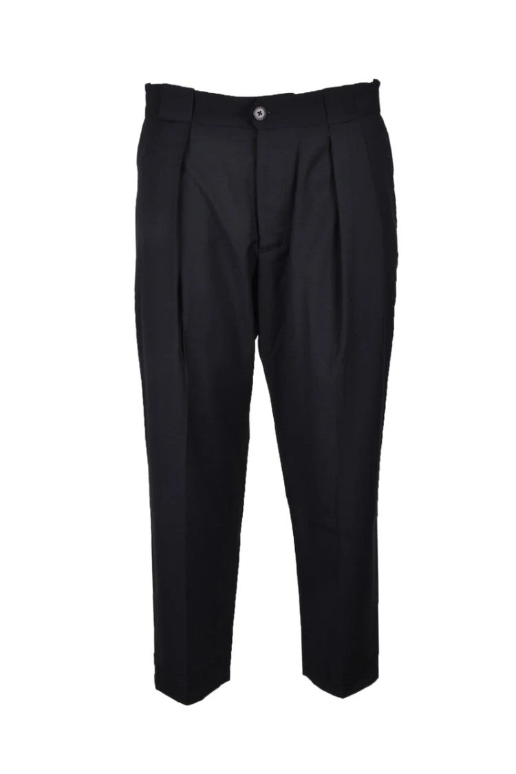 Golden Craft 1957 Tailored Black Trousers With Mid-Rise Waist