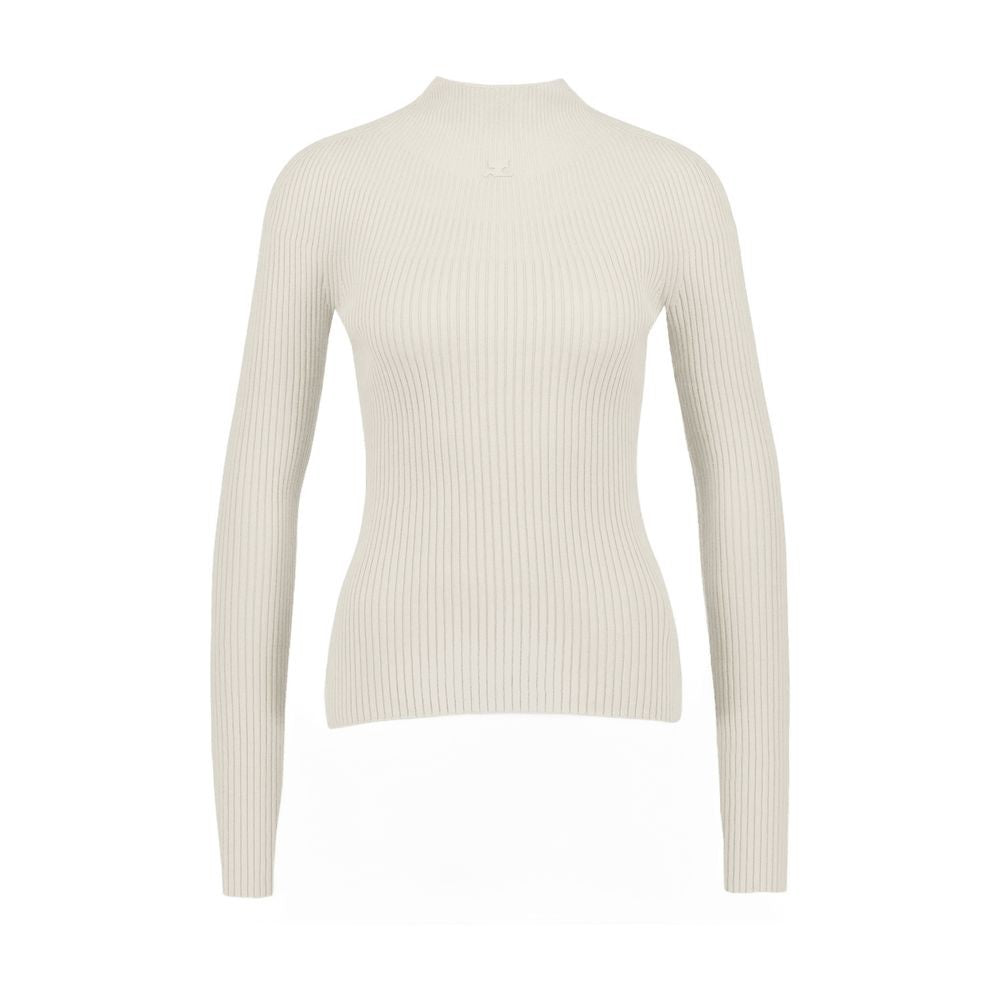 Courrèges Mockneck Sweater - Cotton - White