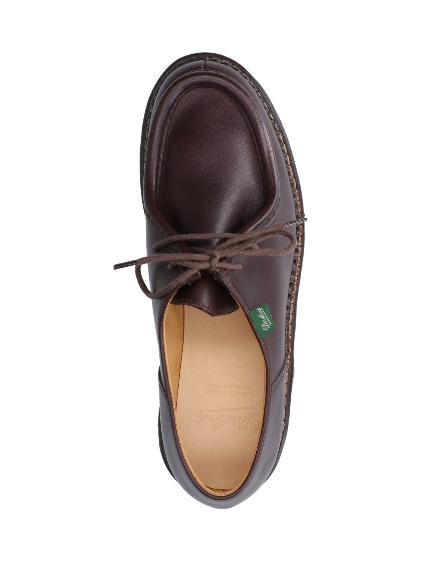 Paraboot Michael Derby Shoes In Dark Brown Calf Leather With Stitched Welt