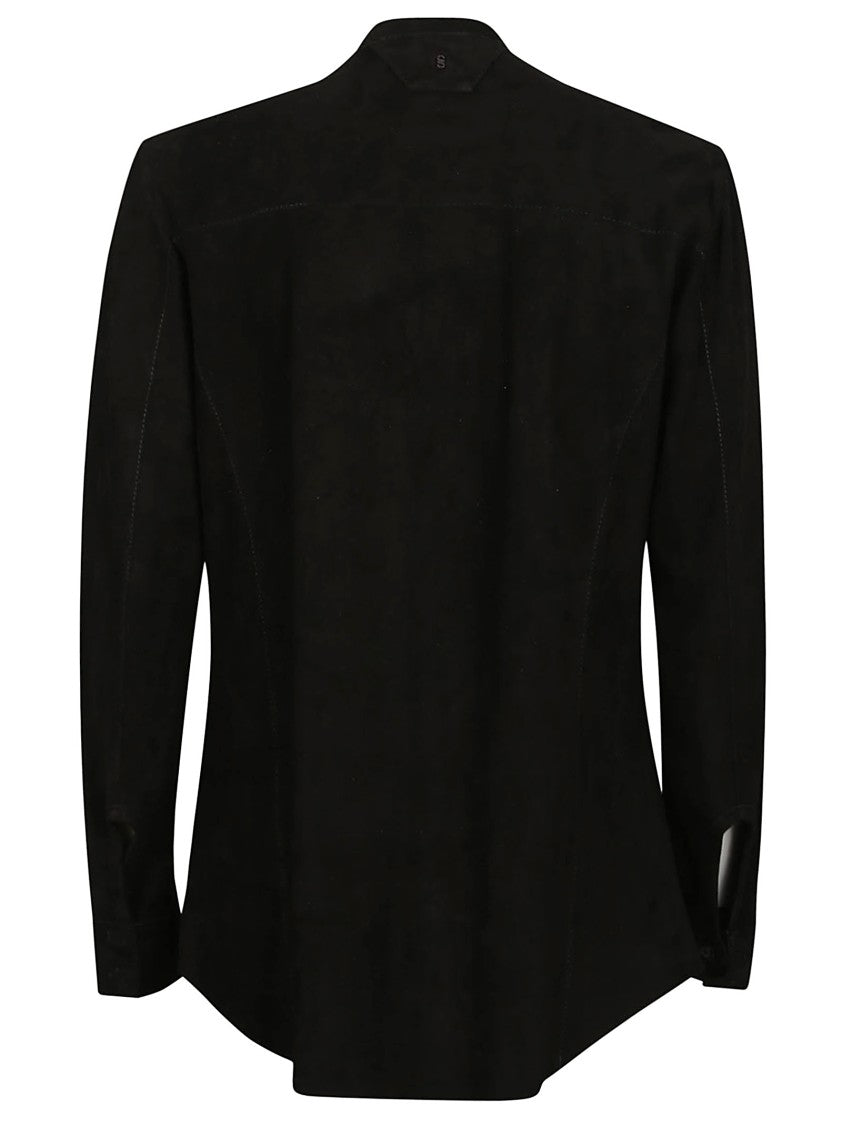 Salvatore Santoro Black Ovine Leather Jacket With Mandarin Collar