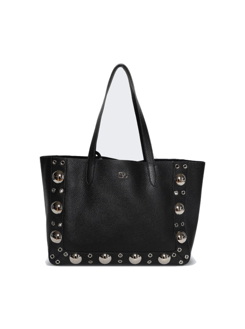 Valentino Garavani Medium Grainy Calfskin Shopping Tote With Signature Vlogo