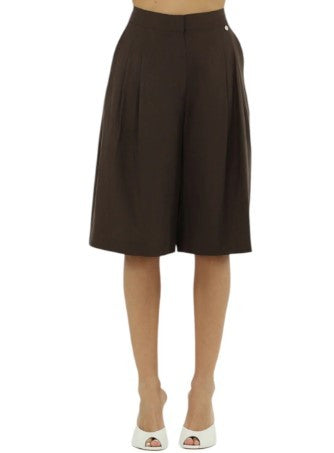 Liu Jo High-Waisted Tailored Bermuda Shorts In Linen Blend