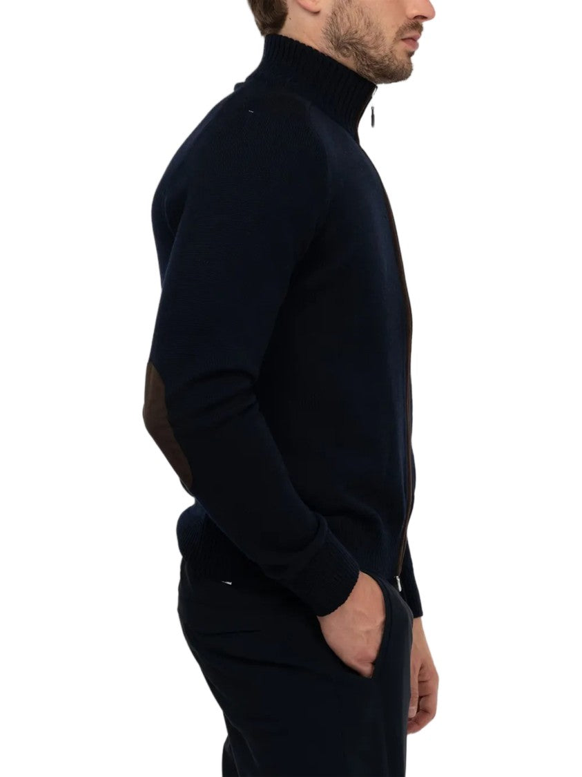 Gran Sasso Tailored Black Wool Zip-Up Jacket With Ribbed Details