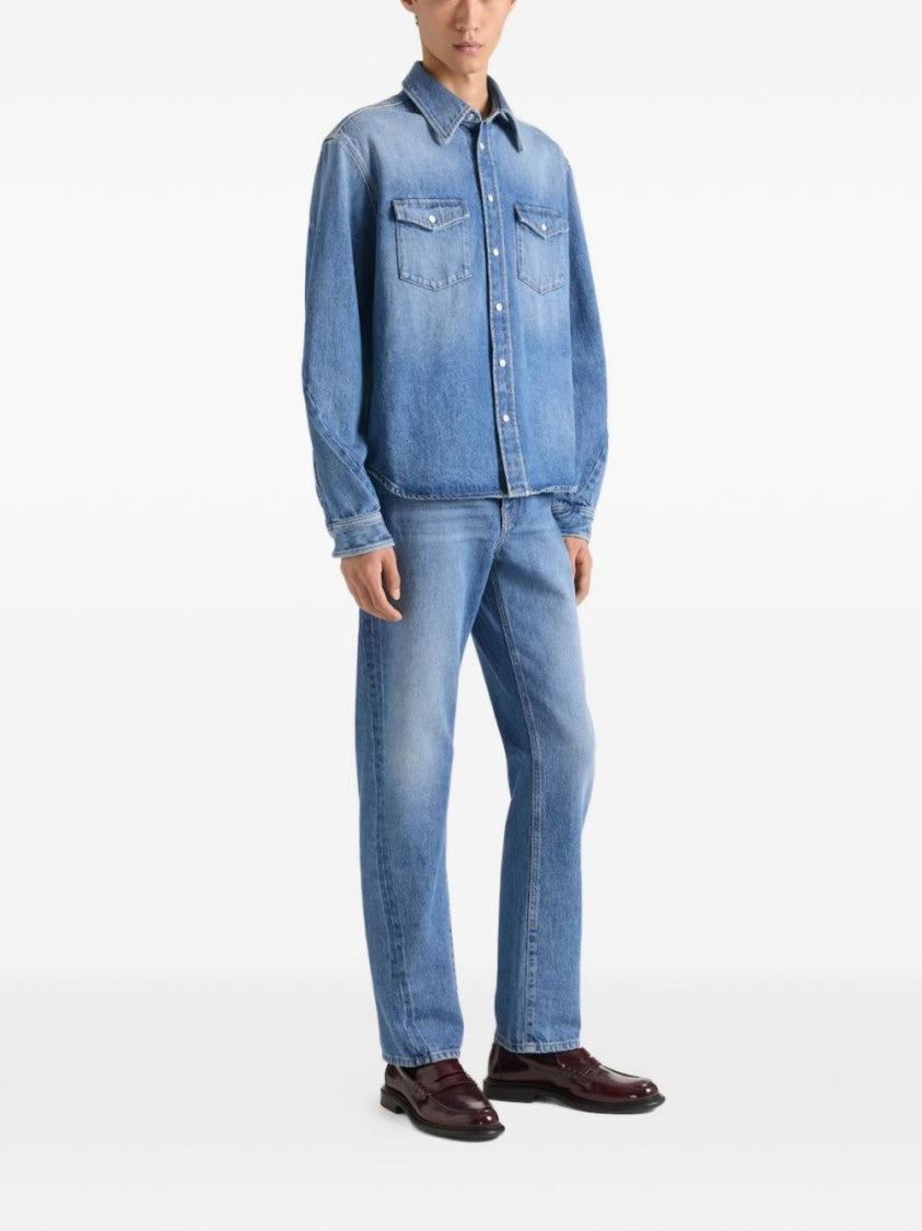 Givenchy Blue Silk And Nylon Casual Shirt