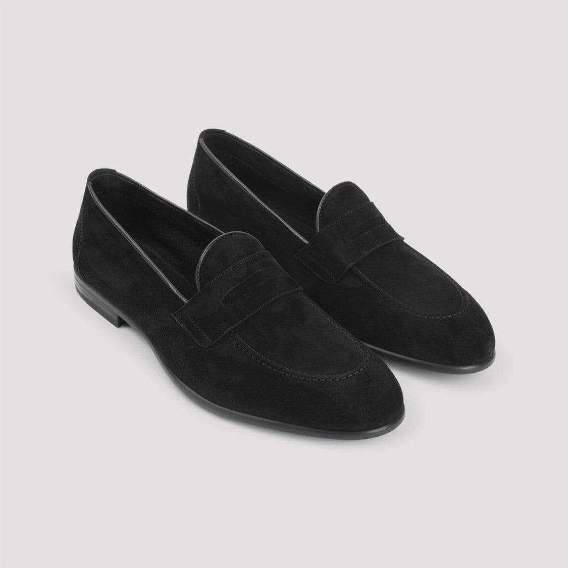 Brioni Penny Black Leather Loafers