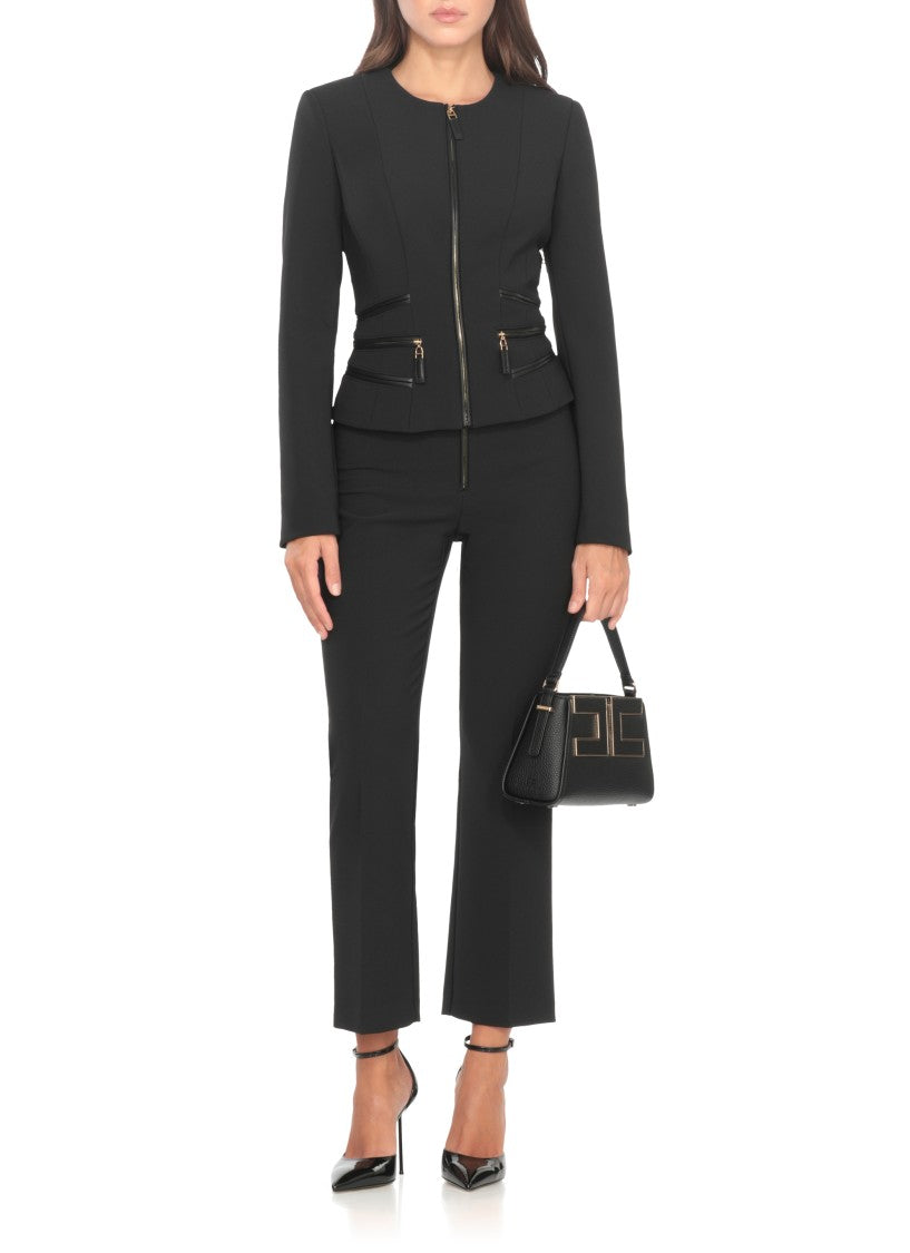 Elisabetta Franchi Fitted Crepe Jacket With Structured Seams