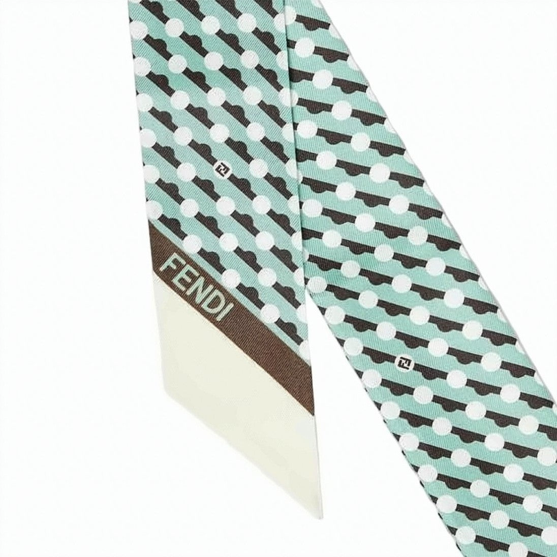 Fendi Geometric Pattern Slim Silk Scarf