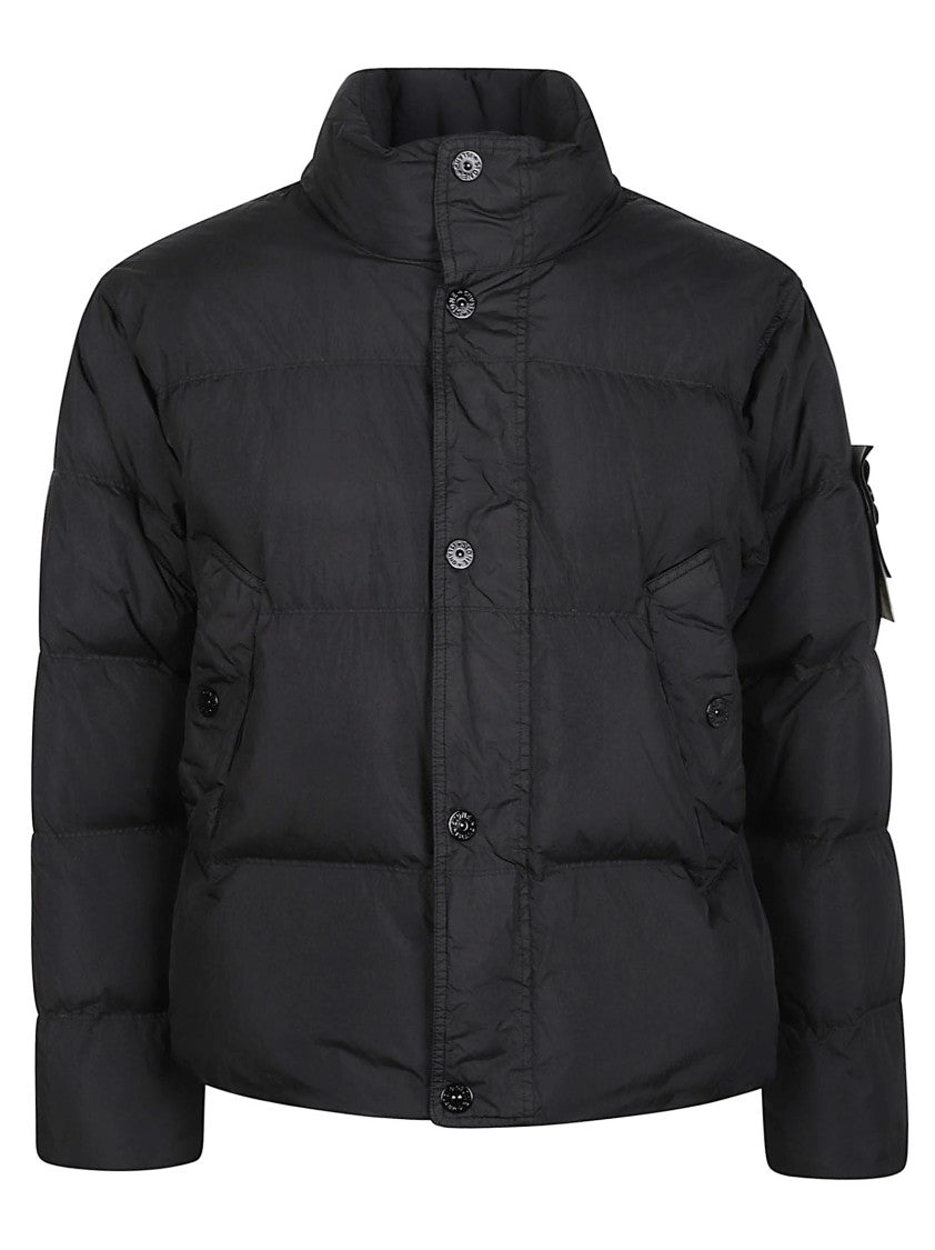 Stone Island Rds Cropped Black High Collar Down Jacket