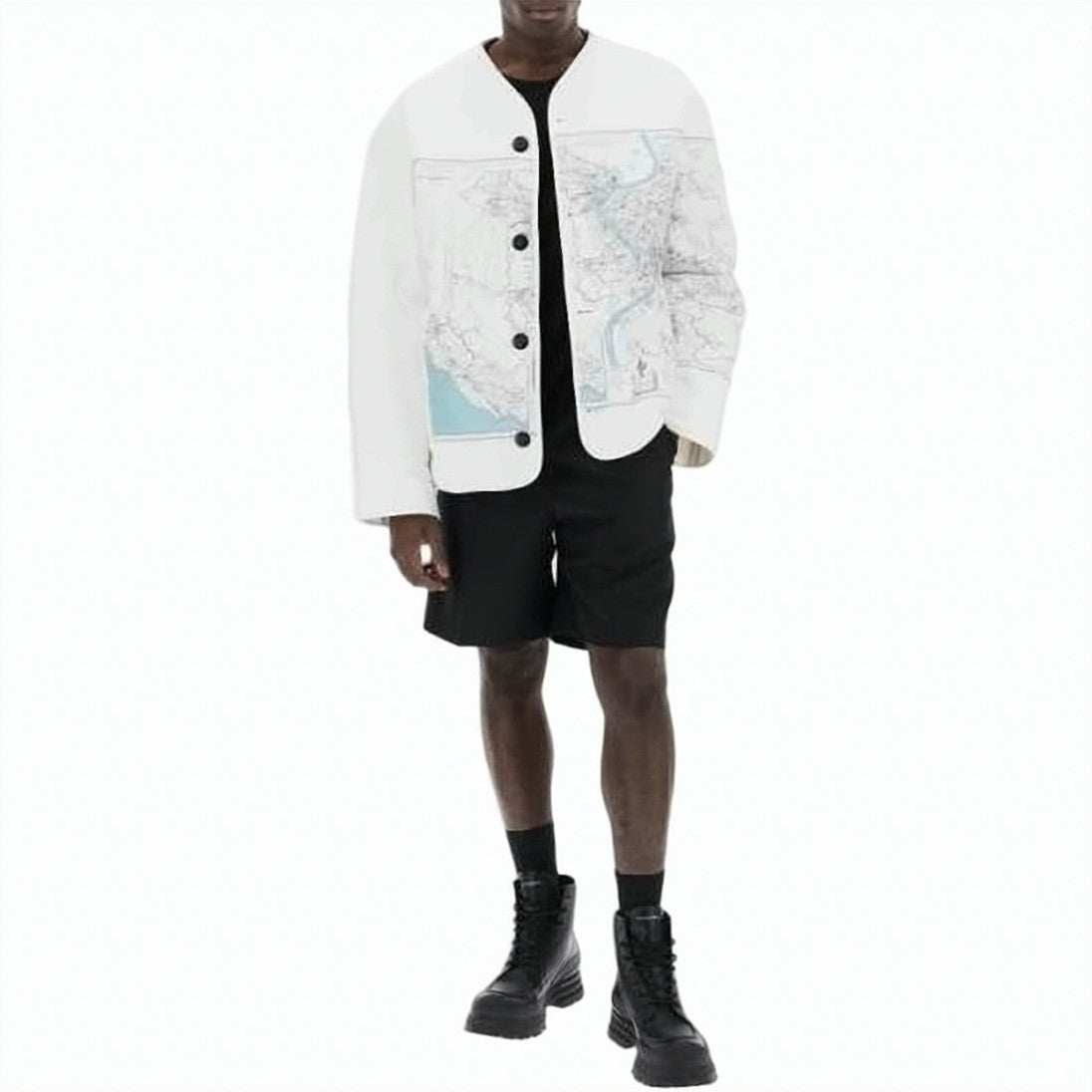 Oamc Quilted Map Print Jacket