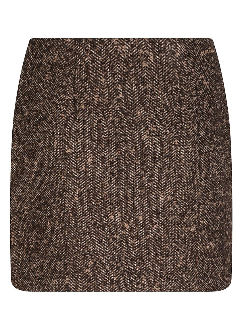 Ermanno Firenze Textured Mini Skirt In Herringbone Weave