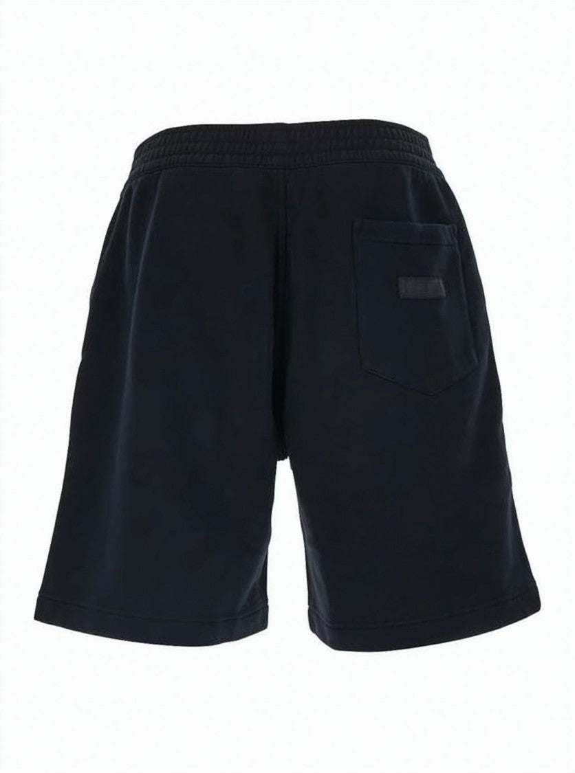 Givenchy Relaxed Fit Black Cotton Shorts With Elastic Waistband And Subtle Patch