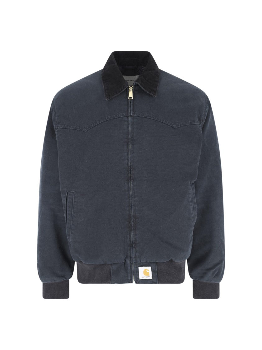 Carhartt Wip Black Og Santa Fe Velvet-Collar Cotton Jacket