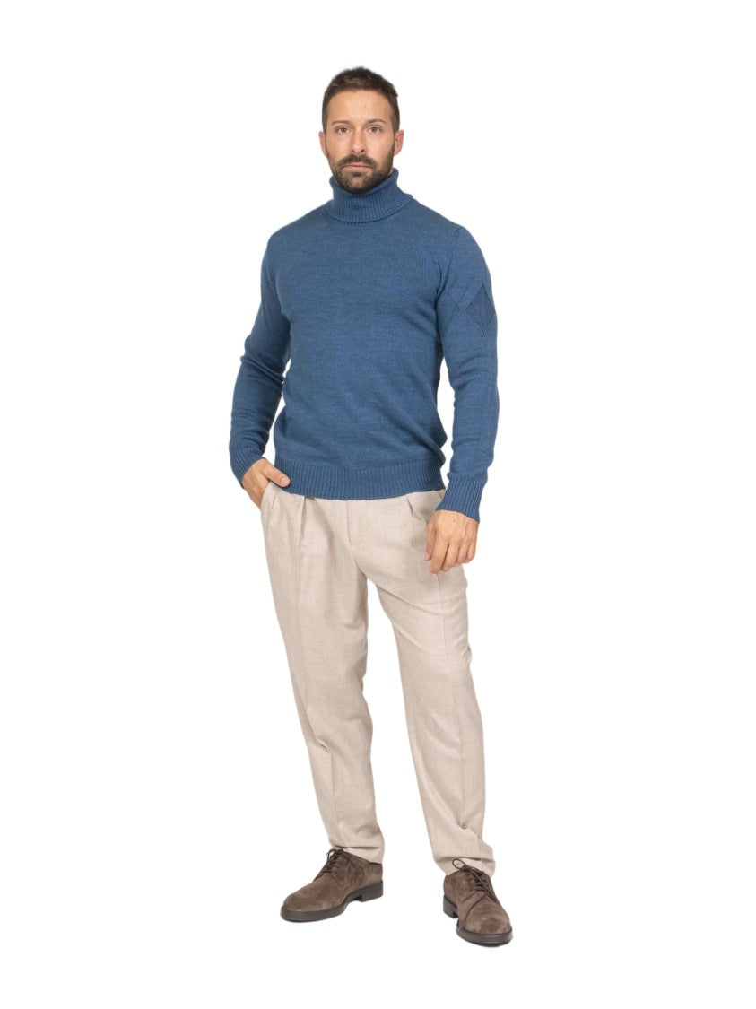 Ballantyne Black Diamond Pattern Wool Turtleneck Sweater