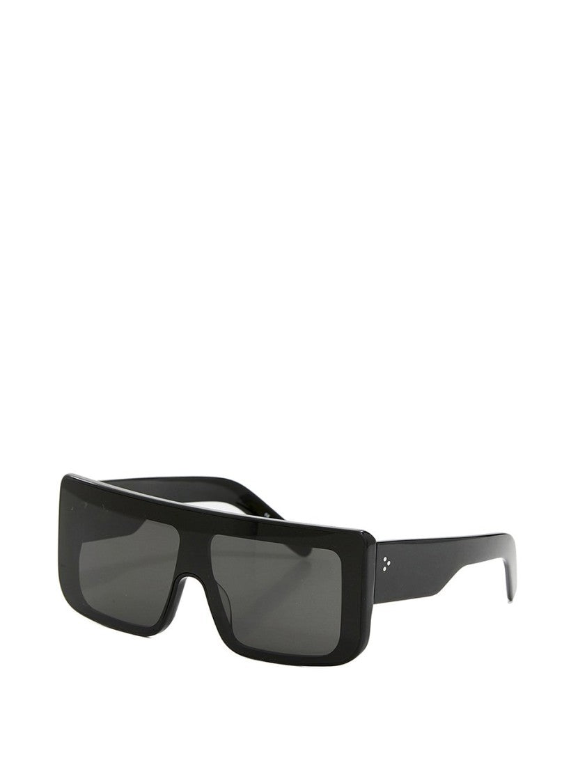 Rick Owens Rectangular Black Acetate Sunglasses With Silver Rivets