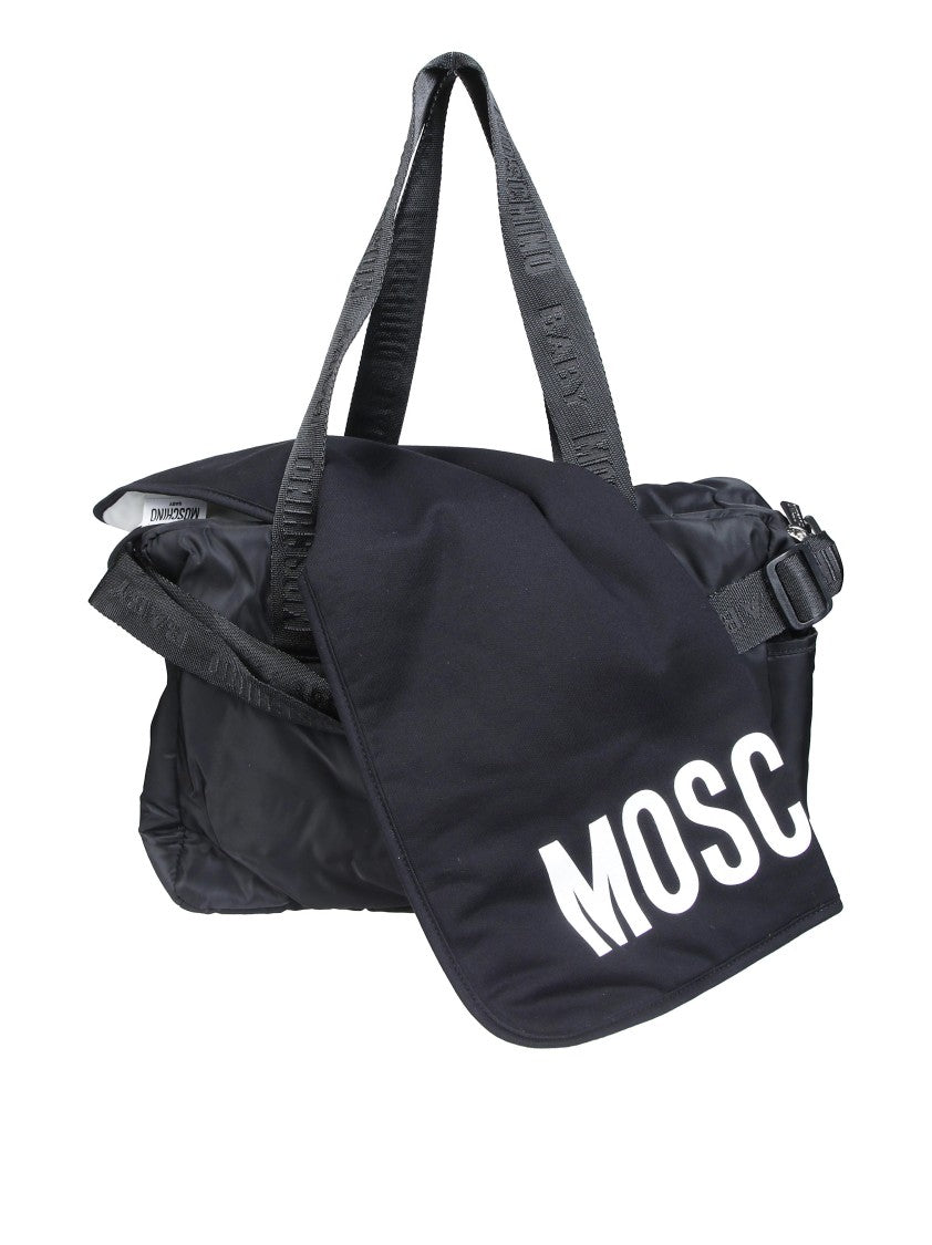Moschino Kids Black Baby Changing Bag W/Mat Changing Bag