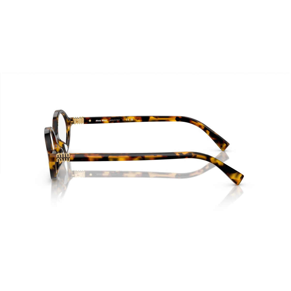 Miu Miu 0Mu 01Xv Tortoiseshell Oval Sunglasses With Glossy Acetate Finish